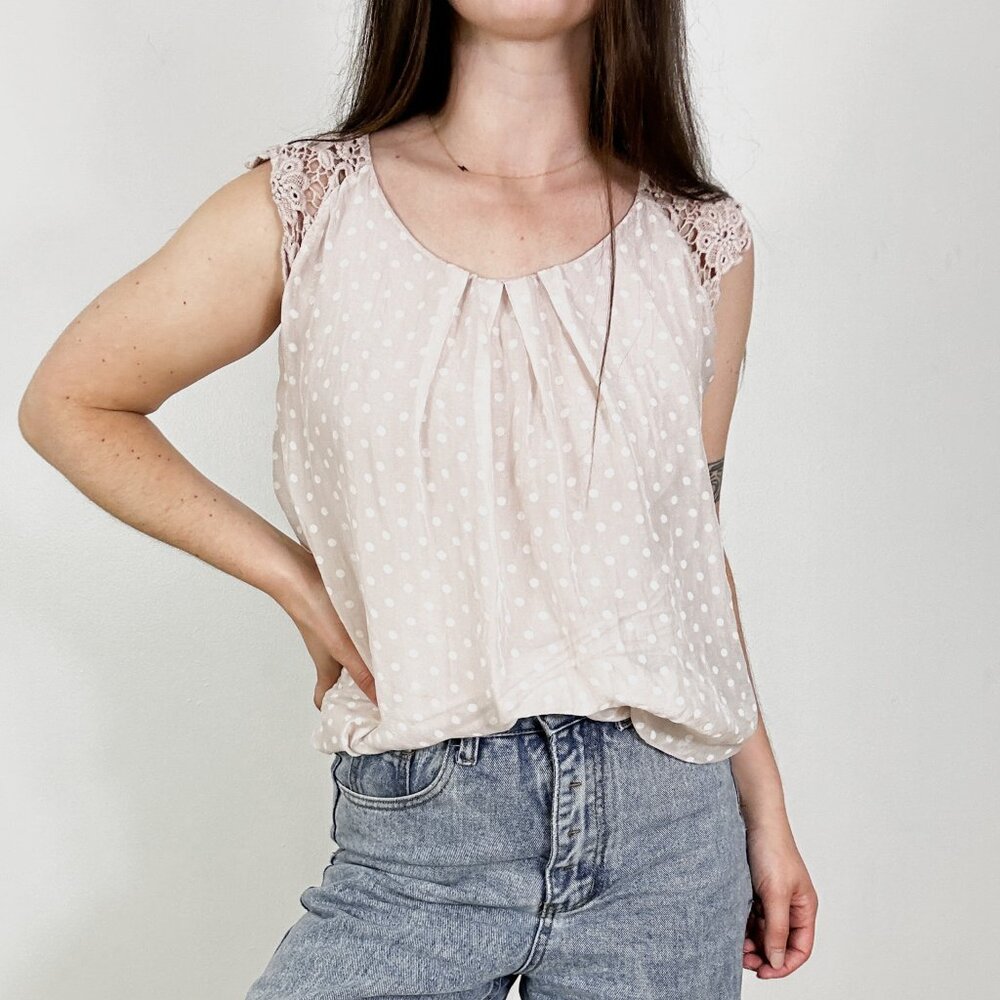 *Tendenze Made in Italy Pink Polka Dot Silk Blouse